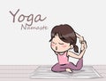 The Cute cartoon yoga girl vector. Royalty Free Stock Photo