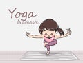 The Cute cartoon yoga girl vector. Royalty Free Stock Photo