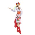 Girl welcome hand ukrainian costume clothes