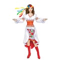 Girl welcome hand ukrainian costume clothes