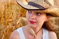 Girl in wheat field Royalty Free Stock Photo