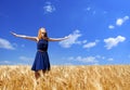 girl at wheat field Royalty Free Stock Photo