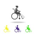 the girl in a wheelchair with a broken leg icon. Elements of Patients in the hospital icon. Premium quality graphic design. Signs,