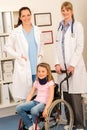 Girl on wheelchair get doctor assistance