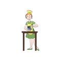 Girl whisk whisk. Vector color