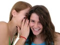 Girl Whispering in Friend`s Ear