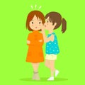 Girl Whispering To Her Friend Vector Illustration