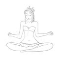 Girl. Yoga. Sea life character. Health. Vector illustration Royalty Free Stock Photo