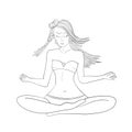 Girl. Yoga. Sea life character. Health. Vector illustration Royalty Free Stock Photo