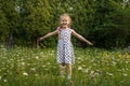 Portrait of a little girl. Girl make faces and grimaces Royalty Free Stock Photo