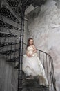 Girl in a white elegant Victorian dress Royalty Free Stock Photo