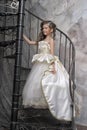 Girl in a white elegant Victorian dress Royalty Free Stock Photo