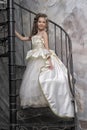 Girl in a white elegant Victorian dress Royalty Free Stock Photo