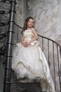 Girl in a white elegant Victorian dress Royalty Free Stock Photo