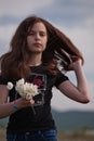 Girl with white flowers