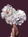 Girl with white flowers INSTEAD head abstract illustration Royalty Free Stock Photo