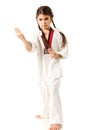 Girl in white kimono makes punch