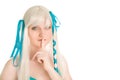 Girl in white wig