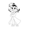 A girl who is both funny and adorable is wearing a medical uniform. Childrens coloring page.