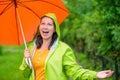 Girl who likes to walk under summer rain