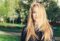 Girl on windy day Royalty Free Stock Photo