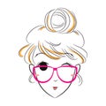 girl winking. Vector illustration decorative design