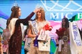 Girl winner gets a crown on stage of Miss Vinnytsia 2020 Beauty Contest