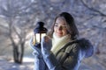 Girl in winter forest