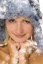 Girl in winter fur-cap Royalty Free Stock Photo