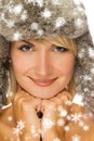 Girl in winter fur-cap Royalty Free Stock Photo