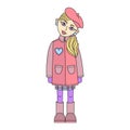 Girl winter look colorful vector illsutration Royalty Free Stock Photo