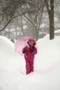 Girl In Winter Storm