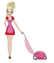 Girl with wireless vacuum cleaner