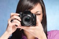 Girl wit camera Royalty Free Stock Photo