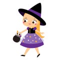 Girl in witch costume. Halloween children series