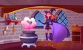 Girl witch make magic love potion in cauldron Royalty Free Stock Photo
