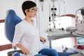 Girl woman in ophthalmology clinic for diopter detection Royalty Free Stock Photo