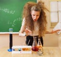 Girl working in chemistry laboratory at the classroom Royalty Free Stock Photo