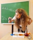 Girl working in chemistry laboratory Royalty Free Stock Photo