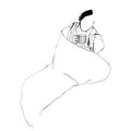 Girl wrapped in a blanket vector image. Hand drawn sketch