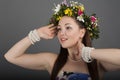 Girl with a wreath of flowers Royalty Free Stock Photo