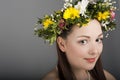 Girl with a wreath of flowers Royalty Free Stock Photo