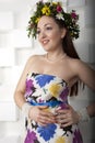 Girl with a wreath of flowers Royalty Free Stock Photo