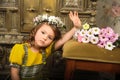 GIRL WITH wreaths of flowers on the head Royalty Free Stock Photo