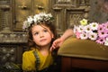 GIRL WITH wreaths of flowers on the head Royalty Free Stock Photo