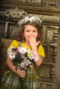 GIRL WITH wreaths of flowers on the head Royalty Free Stock Photo