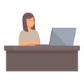 Girl writing work message icon cartoon vector. Manager space