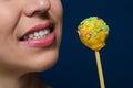 Girl with yellow cakepops Royalty Free Stock Photo