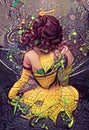 Girl in the yellow dress- colorful digital painting artwork