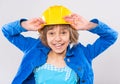 Girl with yellow hard hat Royalty Free Stock Photo